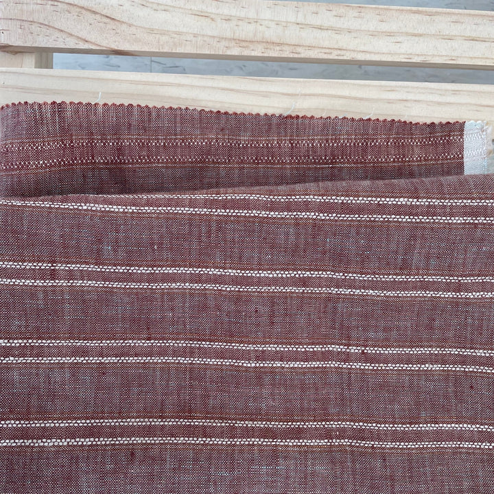 Lurex Linen Stripe Fabric (3127) - The Linen Lab - brown