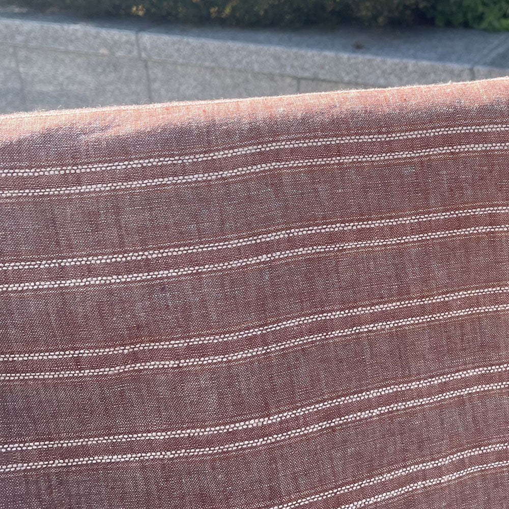 Lurex Linen Stripe Fabric (3127) - The Linen Lab - brown