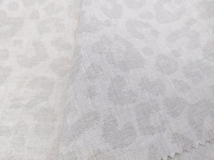 Luxe Safari Elegance: 100% Linen Fabric in Natural Hue with Gold Foil Leopard Print - The Linen Lab - Natural
