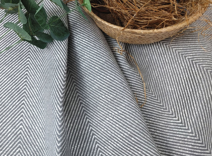 Luxurious Linen-Rayon HBT Fabric: Big Size with Two-Tone Chambray Design 6062 6063 - The Linen Lab - Gray(Light)