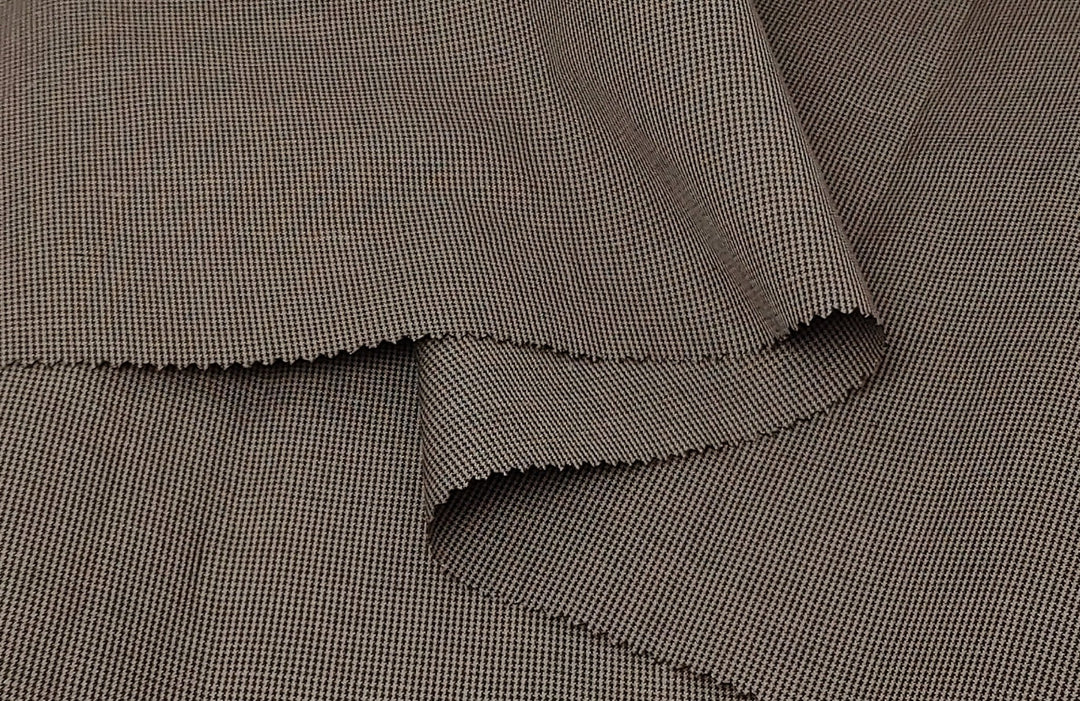 Mini Starcheck Gingham Bliss: Linen Cotton Ramie Fabric 3028 3241 - The Linen Lab - Brown