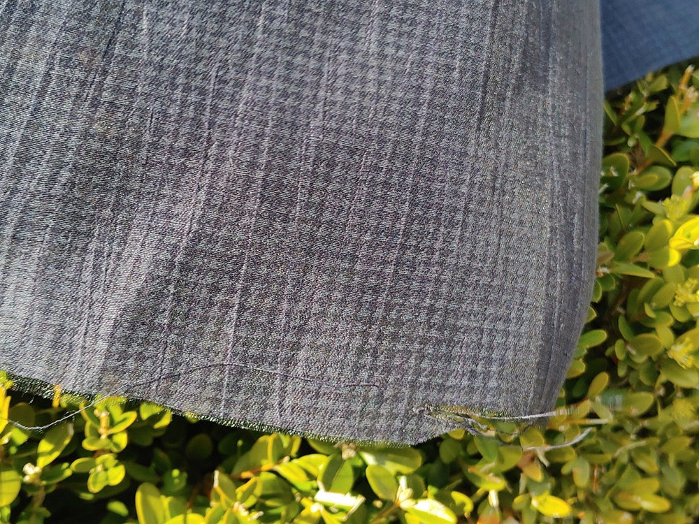 Naval Linen Polyester Fabric with Crease Effect and Printed Houndstooth Pattern 3583 - The Linen Lab - Navy