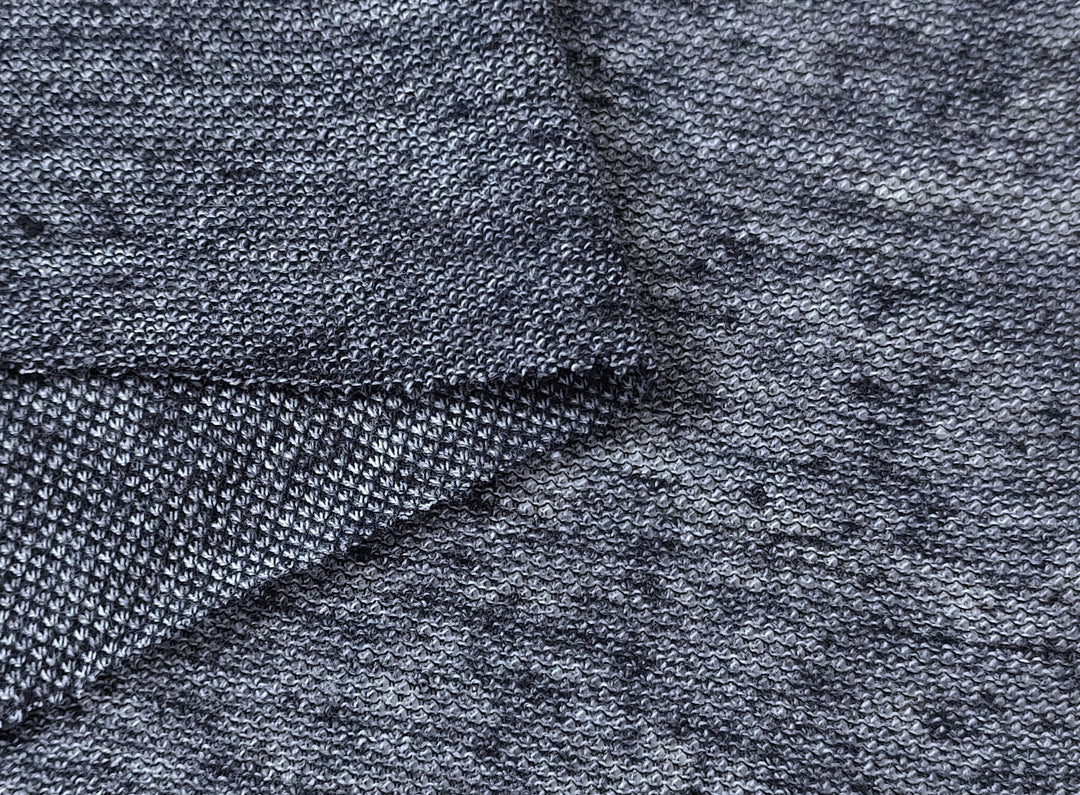 Navy Melange Knit Fabric in Linen Polyester Cotton Blend 4339 - The Linen Lab - Navy