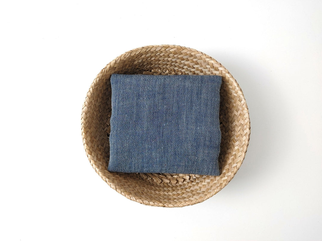 Navy Two-Tone Chambray Fabric in Linen-Polyester Blend 6656 - The Linen Lab - Navy