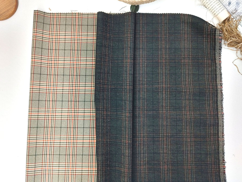 Nylon Rayon 4-Way Stretch Glen Plaid Fabric 1400 - The Linen Lab - Brown