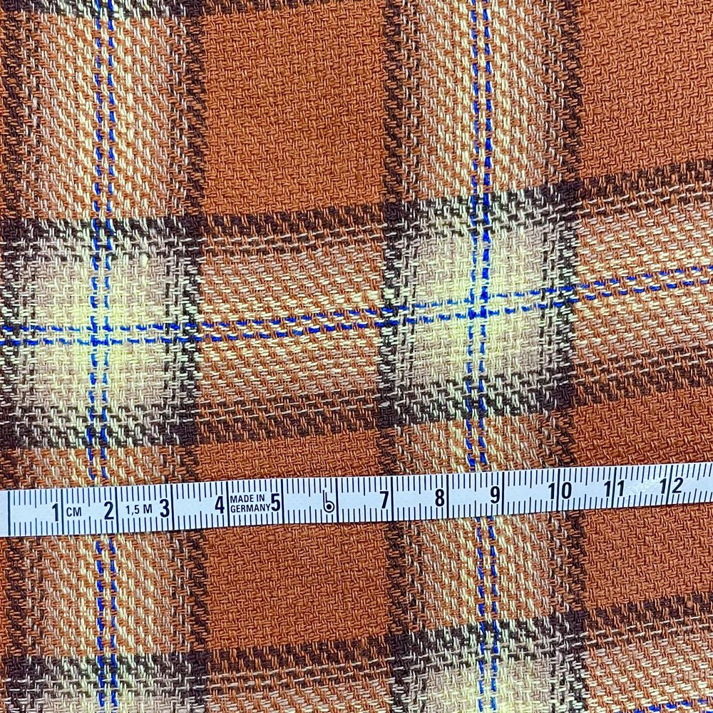 Orange Color Tartan Plaid Dobby Fabric (6817) - The Linen Lab - Orange