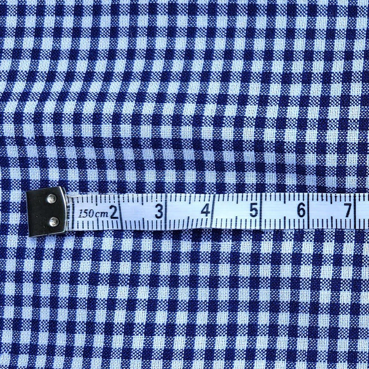 Ramie Cotton Fabric Mini Gingham Check (2906) - The Linen Lab - Blue