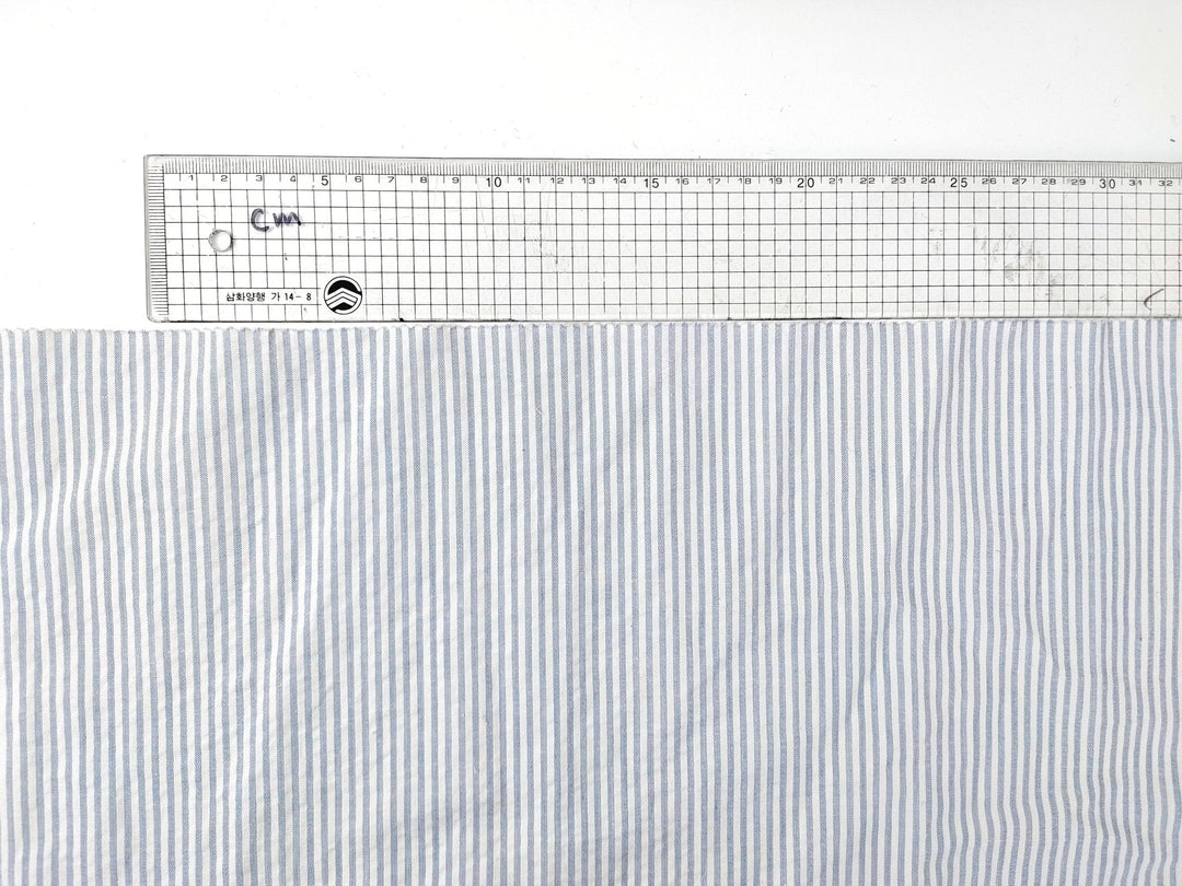 Ramie Cotton Nylon Stripe Fabric with Subtle Seersucker Effect 2444 - The Linen Lab - Blue