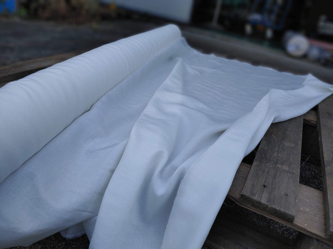 Ramie Cotton Satin Fabric (2817) - The Linen Lab - White
