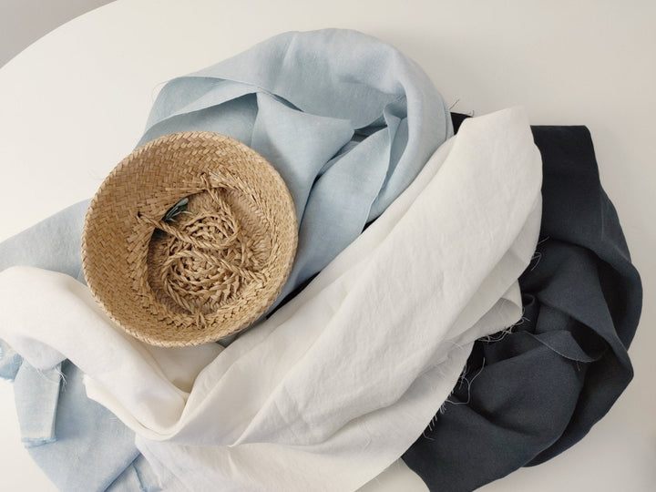 Silk Linen Canvas Mat Fabric 6555 6935 6494 - The Linen Lab - Blue