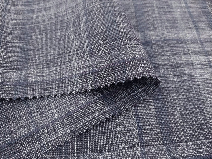 Silver Threads Plaid: Linen Blend Fabric with Metallic Effect 2725 - The Linen Lab - Grey