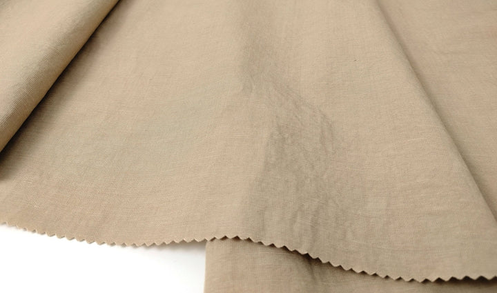 Soft Beige Linen Blend: Dobby Weave with Warp Span Stretch Fabric 7787 - The Linen Lab - Beige