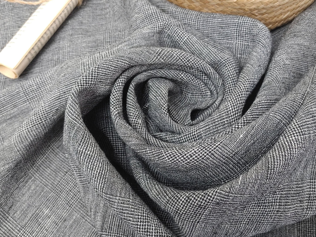 Sophisticated Threads: Linen Polyester Glen Plaid with Twisted Yarn 7121 7122 7611 - The Linen Lab - Beige