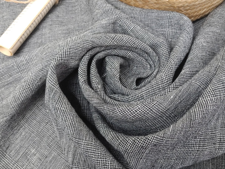 Sophisticated Threads: Linen Polyester Glen Plaid with Twisted Yarn 7121 7122 7611 - The Linen Lab - Beige