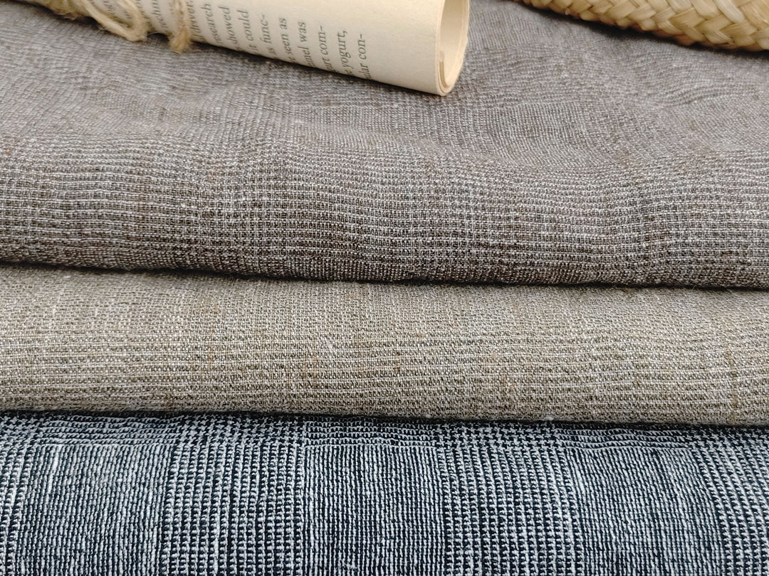Sophisticated Threads: Linen Polyester Glen Plaid with Twisted Yarn 7121 7122 7611 - The Linen Lab - Beige