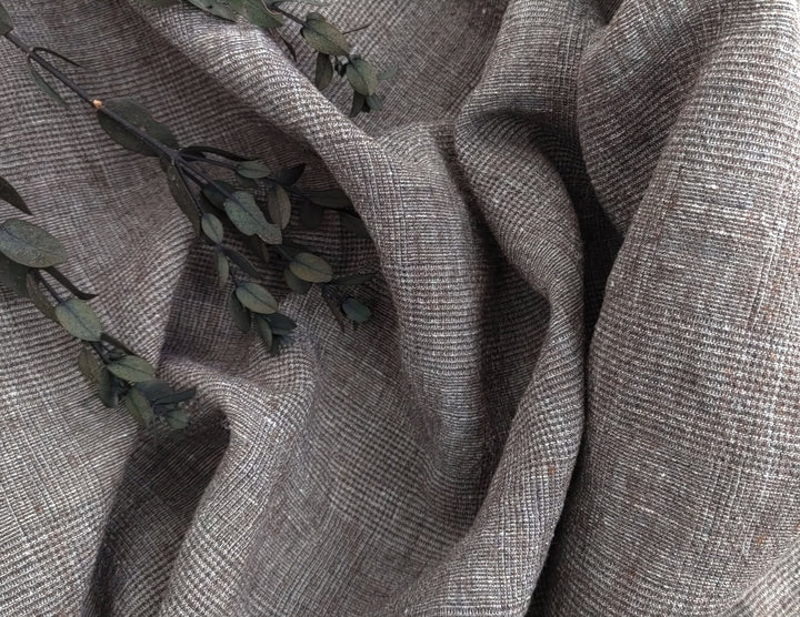 Sophisticated Threads: Linen Polyester Glen Plaid with Twisted Yarn 7121 7122 7611 - The Linen Lab - Beige
