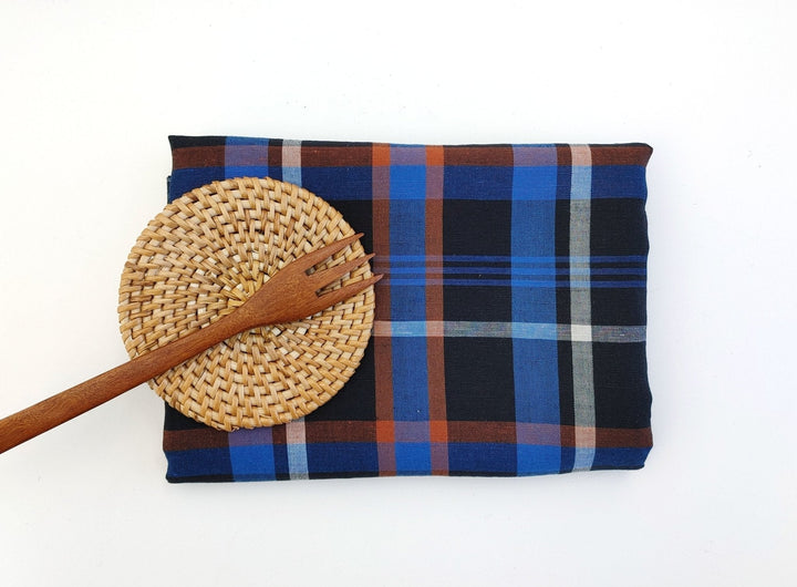 Timeless Plaid: Linen Tencel Blend Fabric with Plaid Pattern 7185 - The Linen Lab - Navy