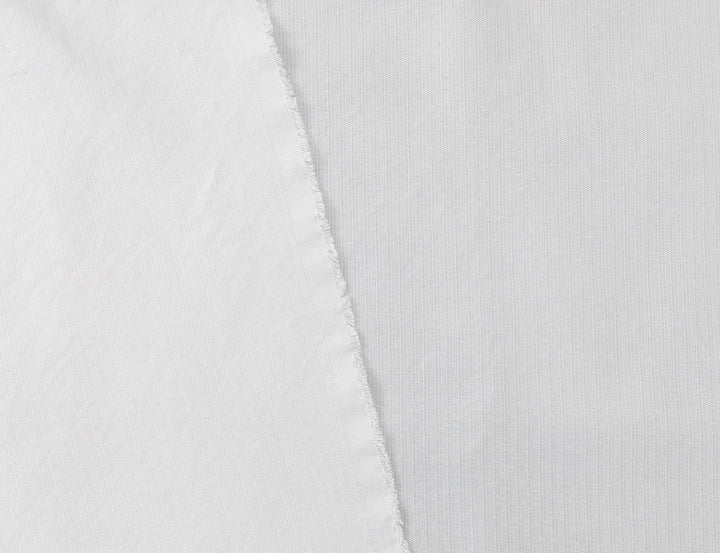 White Linen-Rayon Fabric with Delicate Stripes and Subtle Wrinkle Effect 7648 - The Linen Lab - White