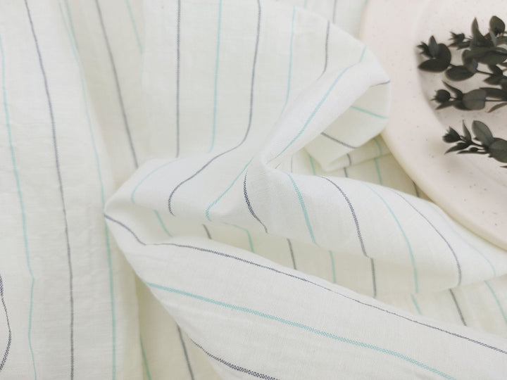 Wrinkled Charm Linen Blend with Striped Elegance Fabric 472 - The Linen Lab - Ivory