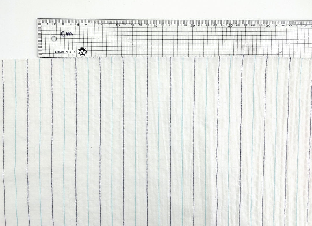 Wrinkled Charm Linen Blend with Striped Elegance Fabric 472 - The Linen Lab - Ivory